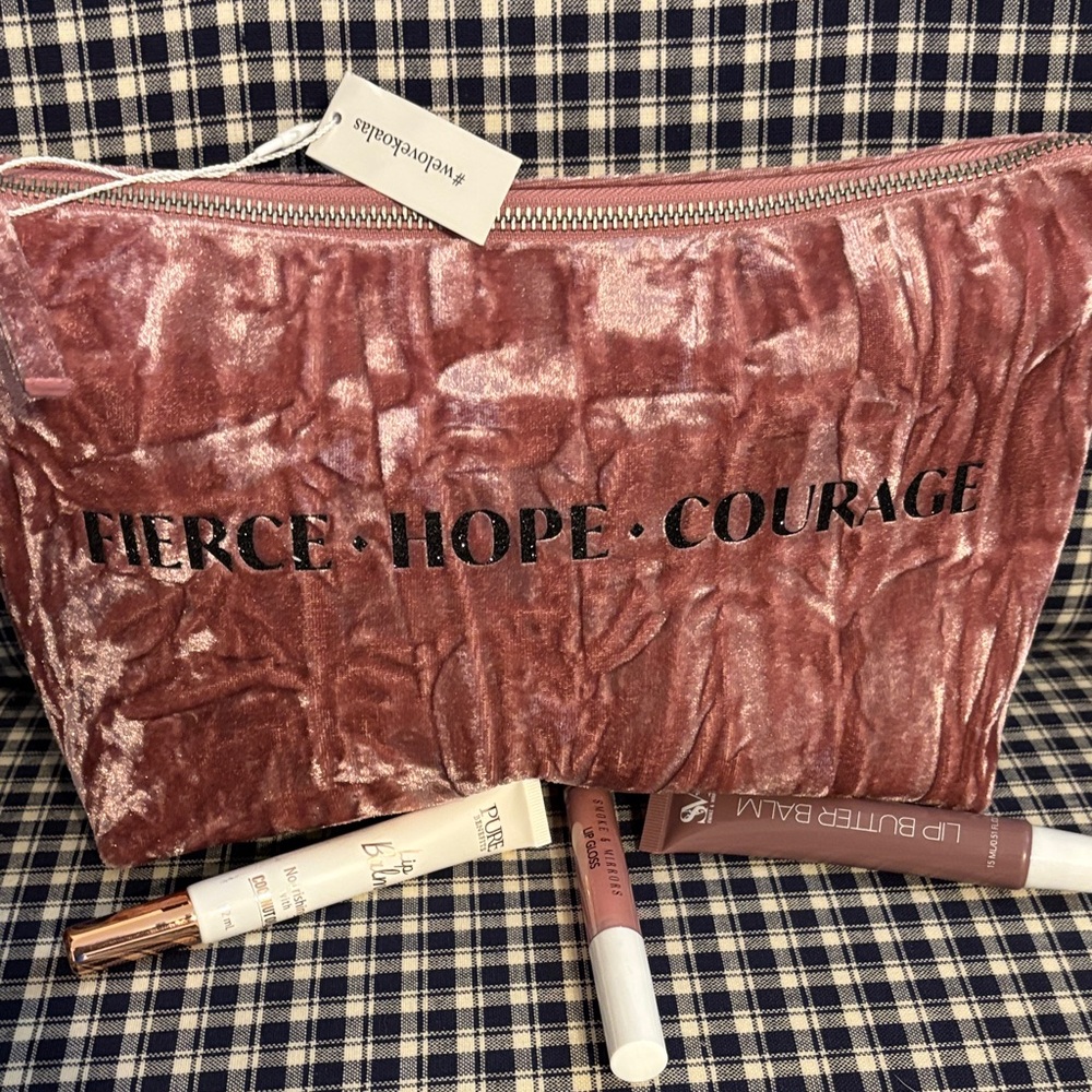 Koala Kanvas  Velvet Cosmetic Bag with Motivational Text and three lippies